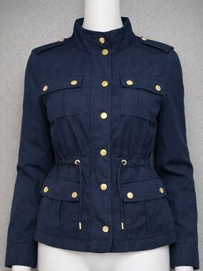White House Black Market Navy Military Style Jacket XS · Gold Hardware